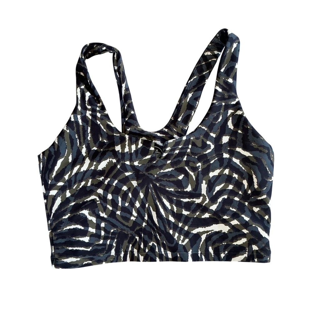 Sage Collective Zebra Print Sports Bra Medium Olive Green Racerback Activewear